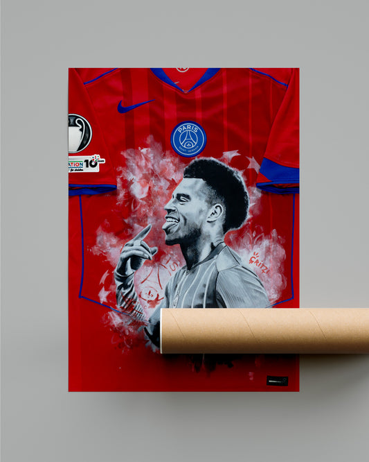 PACK 4 POSTERS - "DEMBELE, DOUE, HAKIMI, MARQUINHOS"